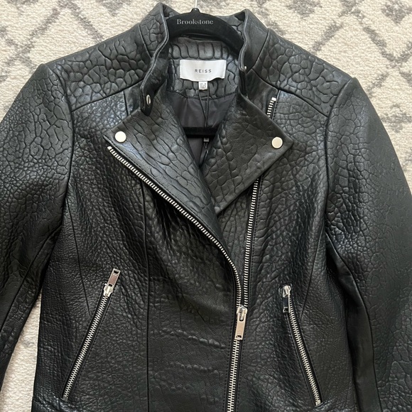 Reiss Luella Texture Leather Biker Jacket. Size 2 - Picture 14 of 14
